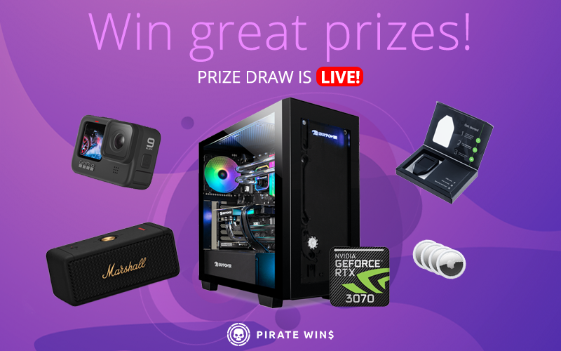 Prize draws are now a regular feature! At least one draw will be held each month! This time you can win a powerful PC with RTX 3070 and many other cool gadgets!
piratewins.io/mission.php