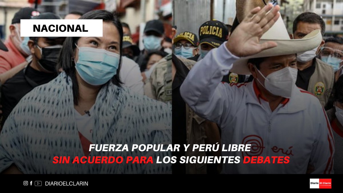 Diario_ElClarin's tweet photo. #Nacional ||

🔴⚪ Fuerza Popular y Perú Libre sin acuerdo para los siguientes debates

👉 Ayer hubo una cuarta reunión y no salió humo blanco.

👇Leer aquí: https://t.co/UyF1D5p2zg

#DiarioElClarín #JNE #FuerzaPopular #PerúLibre #elecciones  #pedrocastillo #keikofujimori https://t.co/3qFWgTRCTB