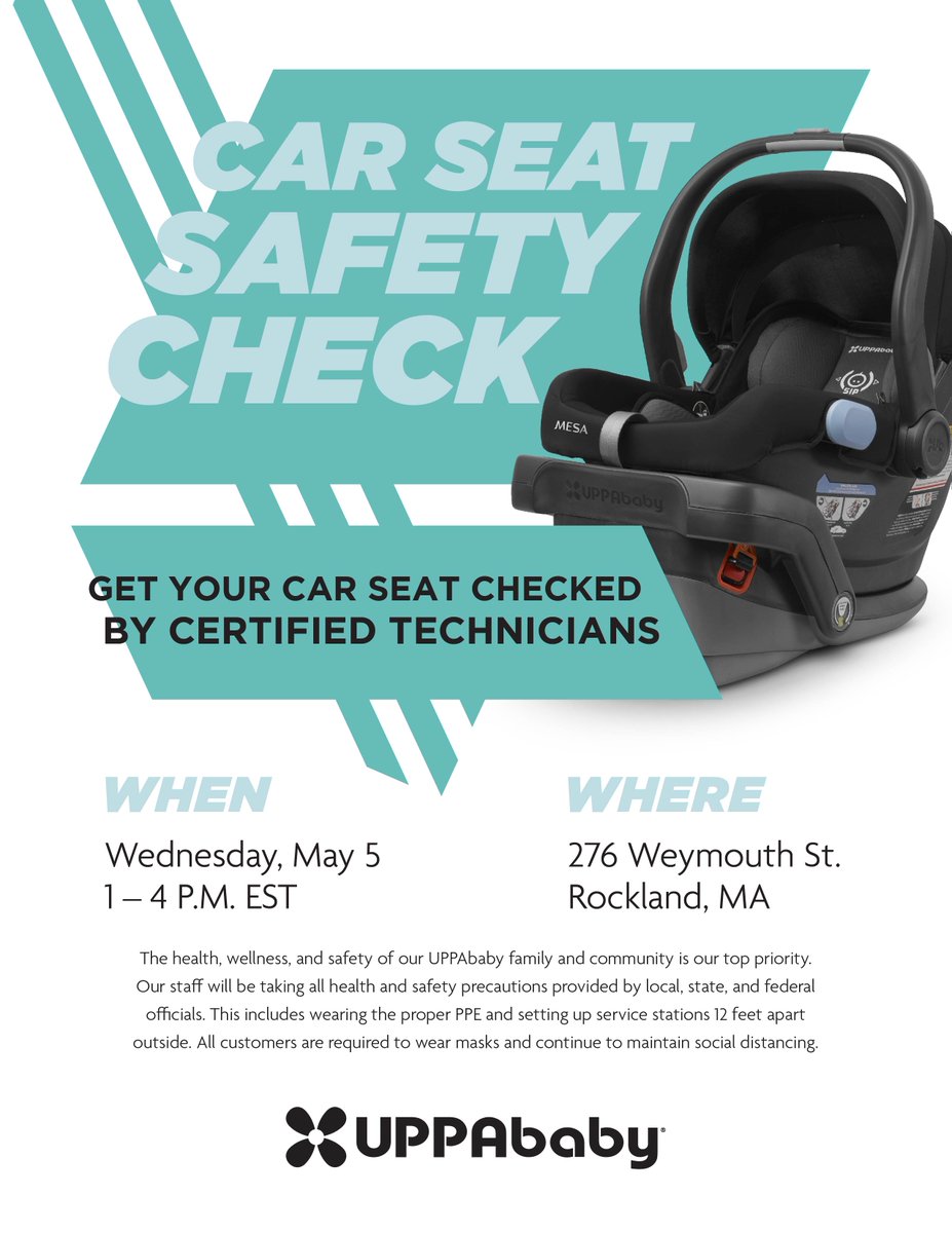 FREE COVID FRIENDLY car seat check this Wednesday from 1-4pm in Rockland, MA!  Come and visit us and give our new technicians some practice!!