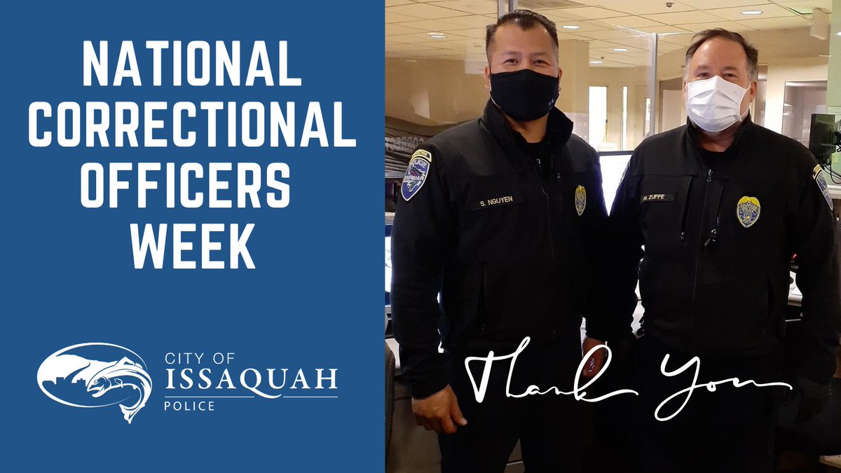 #NationalCorrectionalOfficersWeek is devoted to those protecting public safety through their service as Correctional Officers.
Thank you to the Correctional Officers who are an integral part of the Issaquah Police Department team!
