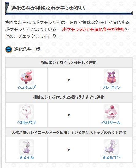 ポケモンgo攻略 Gamewith 新ポケモンの進化方法は特殊になります ヌメイル ヌメルゴンは事前告知通り シュシュプと ペロッパフは 相棒に設定しているときに それぞれの条件を満たした後に飴を使って進させる必要があります ポケモンgo T Co