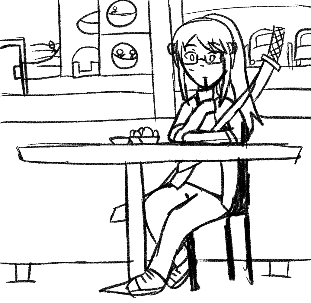 [luna really likes apple juice, and the chicken nuggets are new and taste pretty good. 
there's a distant sound of yelling from the playground within the mcdlonalds but luna is too enraptured by her apple juice]