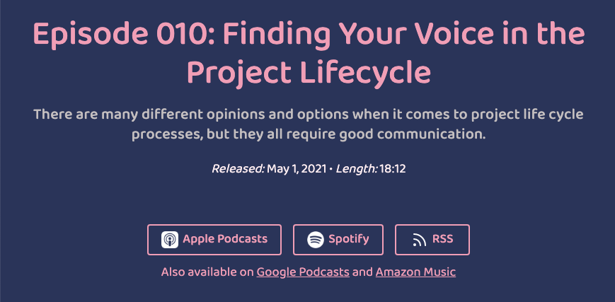 🎧 Episode 10 is now streaming!

Steph and Claire discuss how their experiences reinforce that regardless of the methodology your team is using, it's important to find your voice in the process. 

Links and transcript: wordwrap.dev/episodes/010/