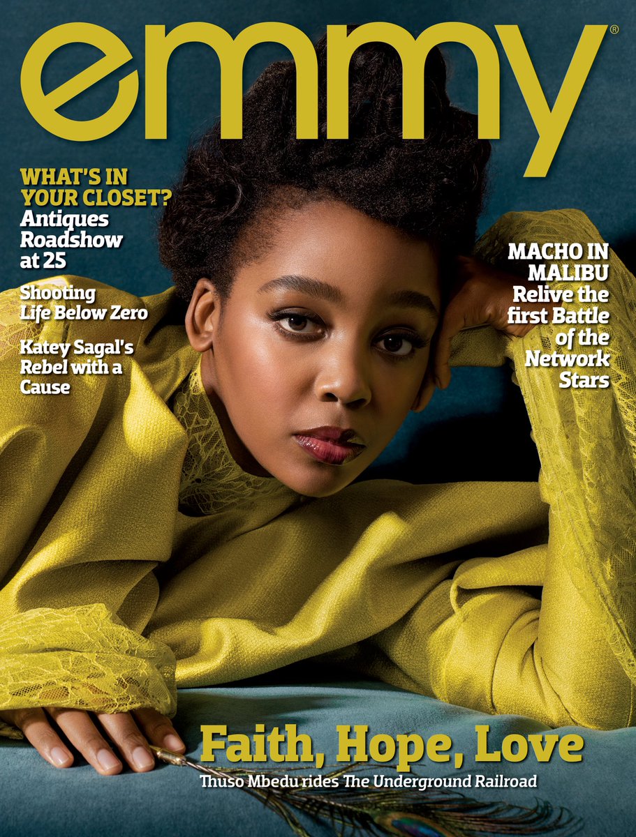 ThusoMbedu's tweet photo. My first U.S cover on Emmy Magazine! 

To tell you that I bawled like a baby when I saw that “Faith, Hope, Love”😩 Some know that it’s the tattoo that’s on my collar bone but not many know why... https://t.co/ejfFAM0JMj