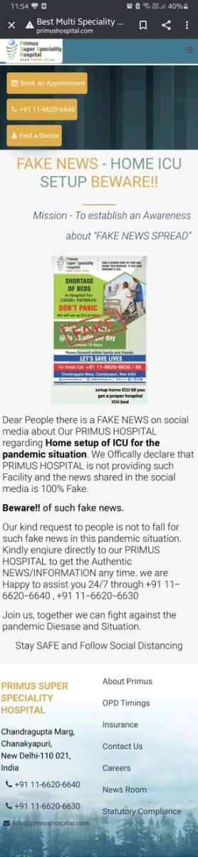 wecares4india's tweet photo. #BeAlert  #HomeICUSetup #Fraud 
Be careful before making any payments for Home ICU setup up. 
#PrimusHospital 
@police_haryana @DrRajshrisingh1 @sonalgoelias @manabhardwaj @cdgurugram @arunbothra @ipskabra @PoliceYnr @ipskabra 
@DCP_CCC_Delhi 
Refer:
https://t.co/pHt0tMEOhx https://t.co/y91PzJcqBx