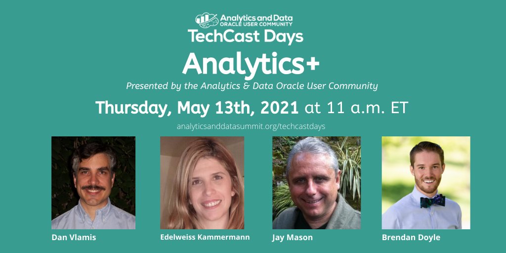 Analytics&DataUserCommunity (@analyticanddata) on Twitter photo Join <a href="/dvlamis/">Dan Vlamis</a> and other leading experts in #OracleAnalytics on Thurs. May 13th at 11am ET for a Hands on Lab TechCast Days. Hands on experience test driving the latest technology with the best experts. Register for this FREE session: ow.ly/yQ3s50EBjpw
#oracleanalytics Join <a href="/dvlamis/">Dan Vlamis</a> and other leading experts in #OracleAnalytics on Thurs. May 13th at 11am ET for a Hands on Lab TechCast Days. Hands on experience test driving the latest technology with the best experts. Register for this FREE session: ow.ly/yQ3s50EBjpw
#oracleanalytics