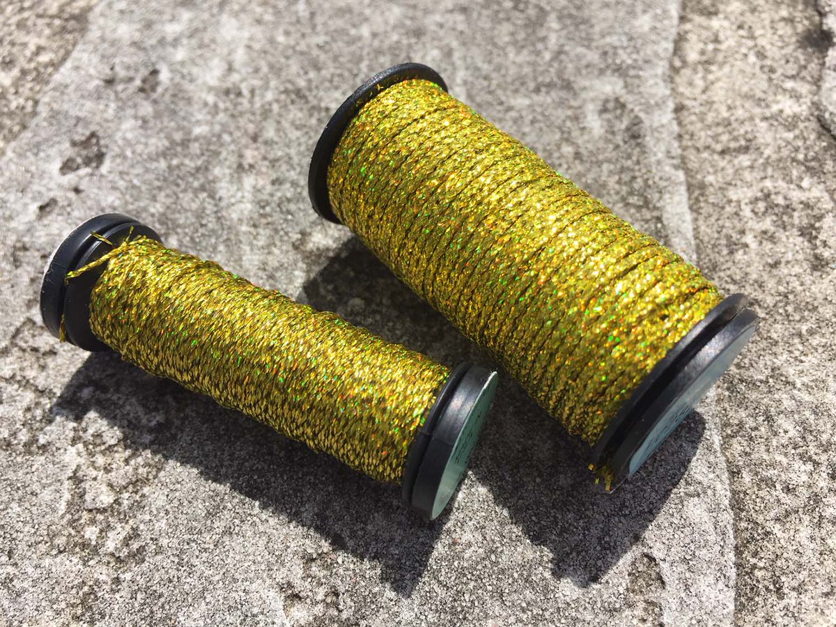 KreinikGirl's tweet photo. Color inspiration for you -- lemonade on high :) This is 028L a holographic yellow. #Kreinik #metallicthread https://t.co/AzwTIbDeJk