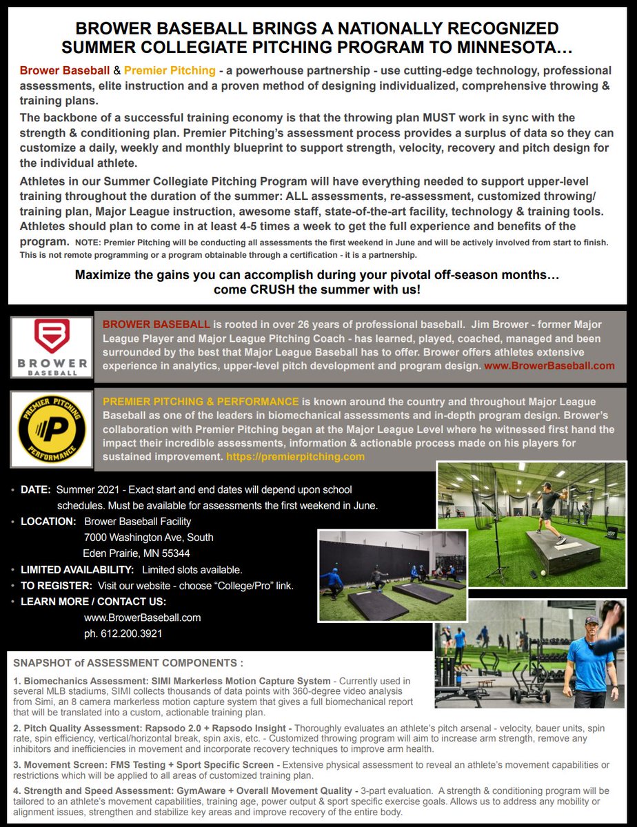 Jim Brower (@browerbaseball) on Twitter photo If you're a college pitcher looking to CRUSH this summer or coach who's searching for a place to send their pitchers. Check this out! 👇👇👇
<a href="/premierpitching/">Premier Pitching and Performance</a> <a href="/Mitch_Plazz40/">Mitch Plassmeyer</a> <a href="/codyfick27/">Cody Fick</a> <a href="/J_Kesel/">Joshua Kesel</a> If you're a college pitcher looking to CRUSH this summer or coach who's searching for a place to send their pitchers. Check this out! 👇👇👇
<a href="/premierpitching/">Premier Pitching and Performance</a> <a href="/Mitch_Plazz40/">Mitch Plassmeyer</a> <a href="/codyfick27/">Cody Fick</a> <a href="/J_Kesel/">Joshua Kesel</a>