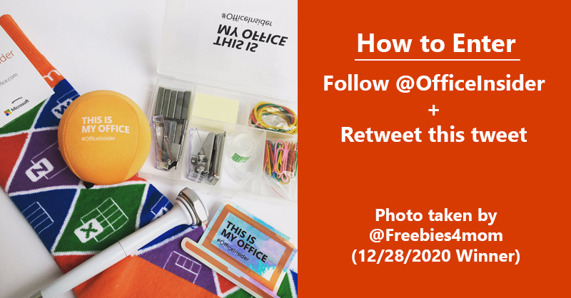 Msft365Insider's tweet image. Who wants to spice up their attire and desk with some sweet #OfficeInsider socks and office supplies? If that person is you, just follow our account &amp;amp; retweet this tweet for a chance to win. #sweepstakes 

US 18+ ends 5/9/2021. Rules: insider.office.com/en-us/giveaway