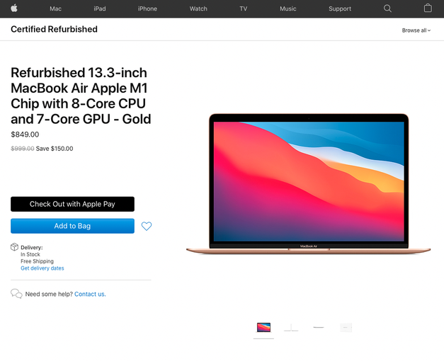 seospage's tweet photo. Refurbished Apple MacBooks - Price
Refurbished MacBook Air M1 with 8GB RAM and 256GB SSD - $849 It's $150 cheaper.
#news #smartfone #newsphone #Apple #MacBook #MacBookAir #M1 #MacBookAirM1 #MacBookPro #Refurbished 
https://t.co/HLvTp4ud3c https://t.co/upM4Wo8MXP