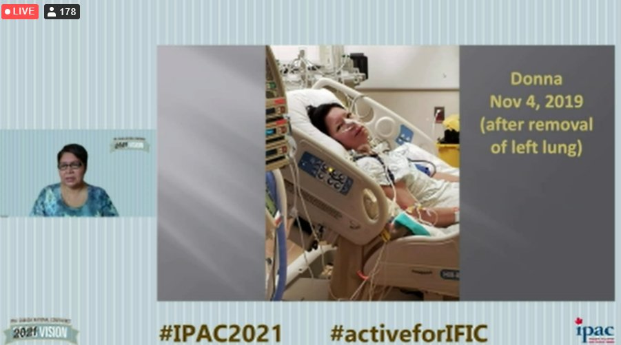 Donna Dumas with a heart breaking experience as an indigenous person with TB. We need to look past our biases &amp; listen to the patient in front of us. #ipac2021 #TB #tuberculosis #InfectionPrevention #Indigenous #weareallCanadians