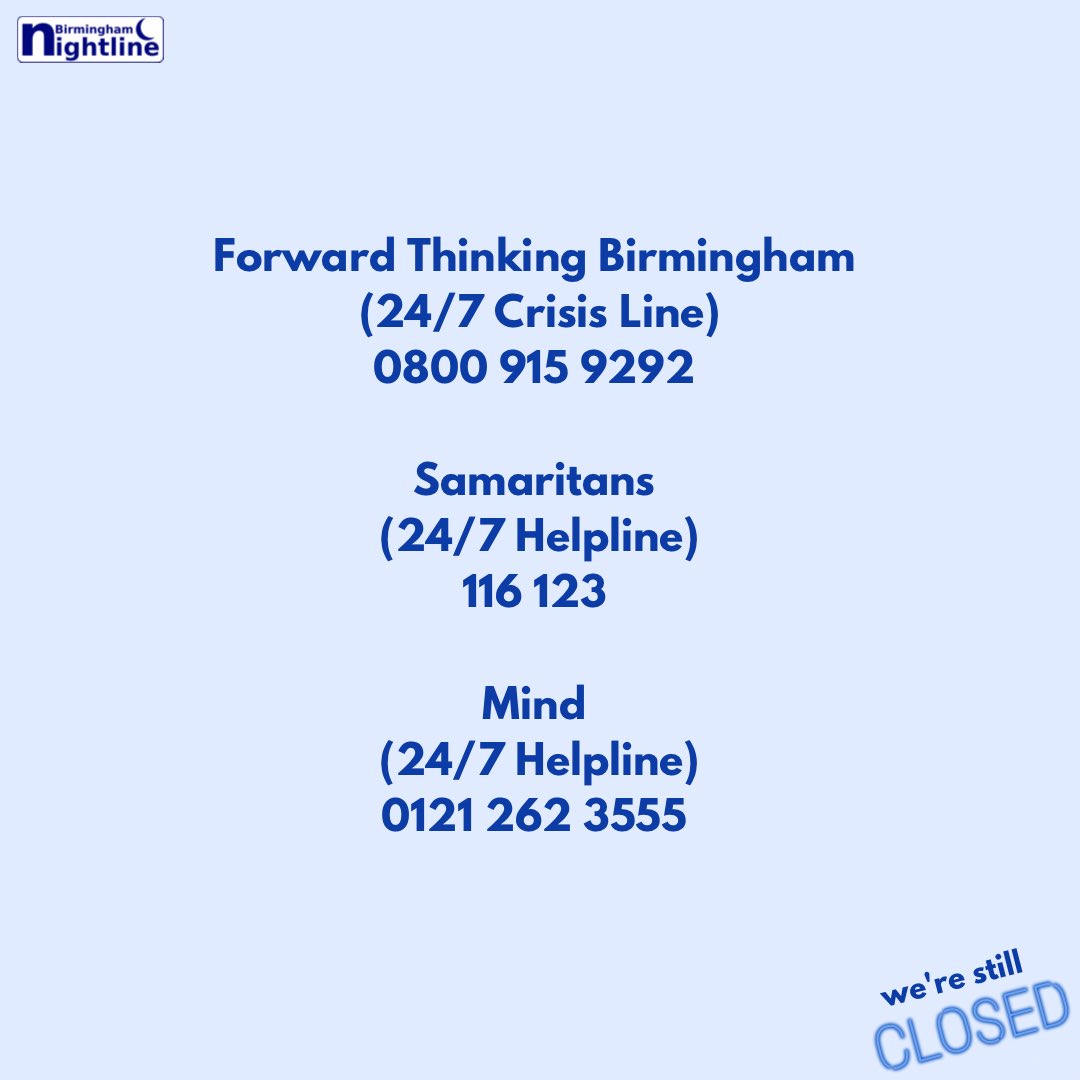 Unfortunately, our services will remain closed until further notice. While we're away, here are a few services that you can contact in the meantime. Take care. 💙