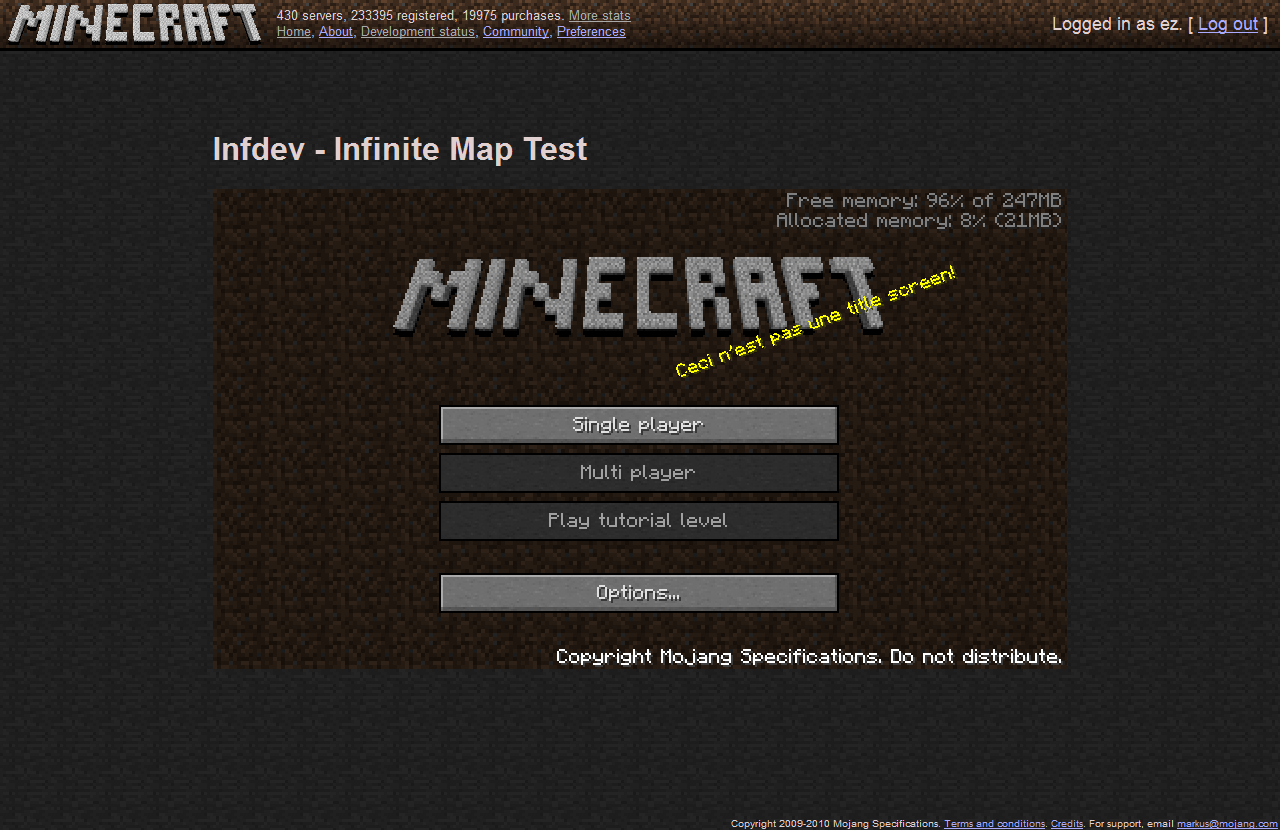 Ez June 17 10 Minecraft Infdev Title Screen Ceci N Est Pas Une Title Screen T Co Jdbj1md6si Twitter