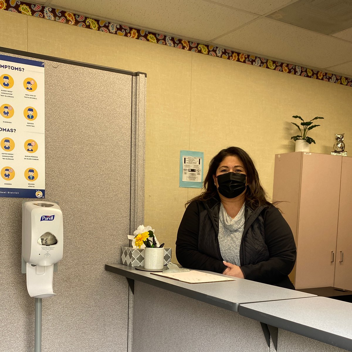 Classified Employee Spotlight! 💡🔦 Health Care Assistant at CCMS, Anabel Martínez set up a welcoming health office keeping in mind student and staff safety. Thank you for your hard work. #pvusdmerit