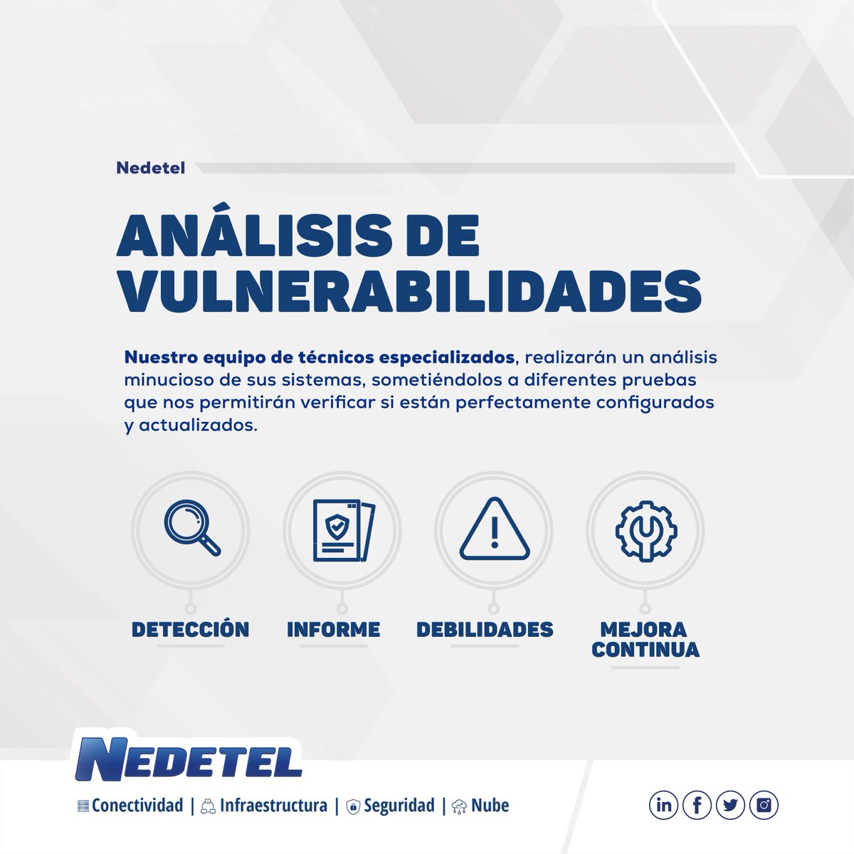 #Nedetel apuesta por la innovación, buscamos soluciones y análisis para cada uno de nuestros clientes a través de la tecnología, buscamos ventajas competitivas que nos diferencien en el mercado estamos. 
Más información: nedetel.net

#EquipoNedetel #telecomunicaciones