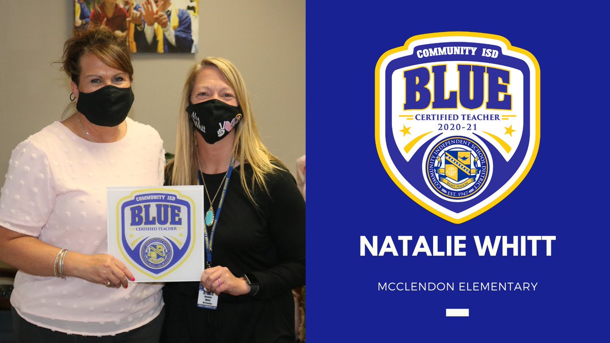 communityisd's tweet photo. Chief Academic Officer Christi Cottongame visited @McClendonBraves on Monday afternoon to recognize Natalie Whitt as one this year's Blue Certified Teacher honorees.
Congratulations!
#BraveNation #ThriveThrough https://t.co/QxHy7wrw6H