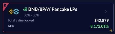 🔥We are excited to share some huge announcement for our holders! 

Pool Live with: 8000% APR 📈

🤯 Over $ 300,000.00 per month in reward (28000 8PAY/day). 

👇🏼 Follow the steps 👇🏼