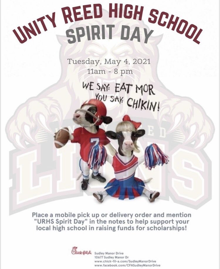 Order from the Sudley Chick-Fil-A tomorrow to support <a href="/ReedhsSALC/">URHS SALC</a> @UnityReedHS (it’s the one by Costco)