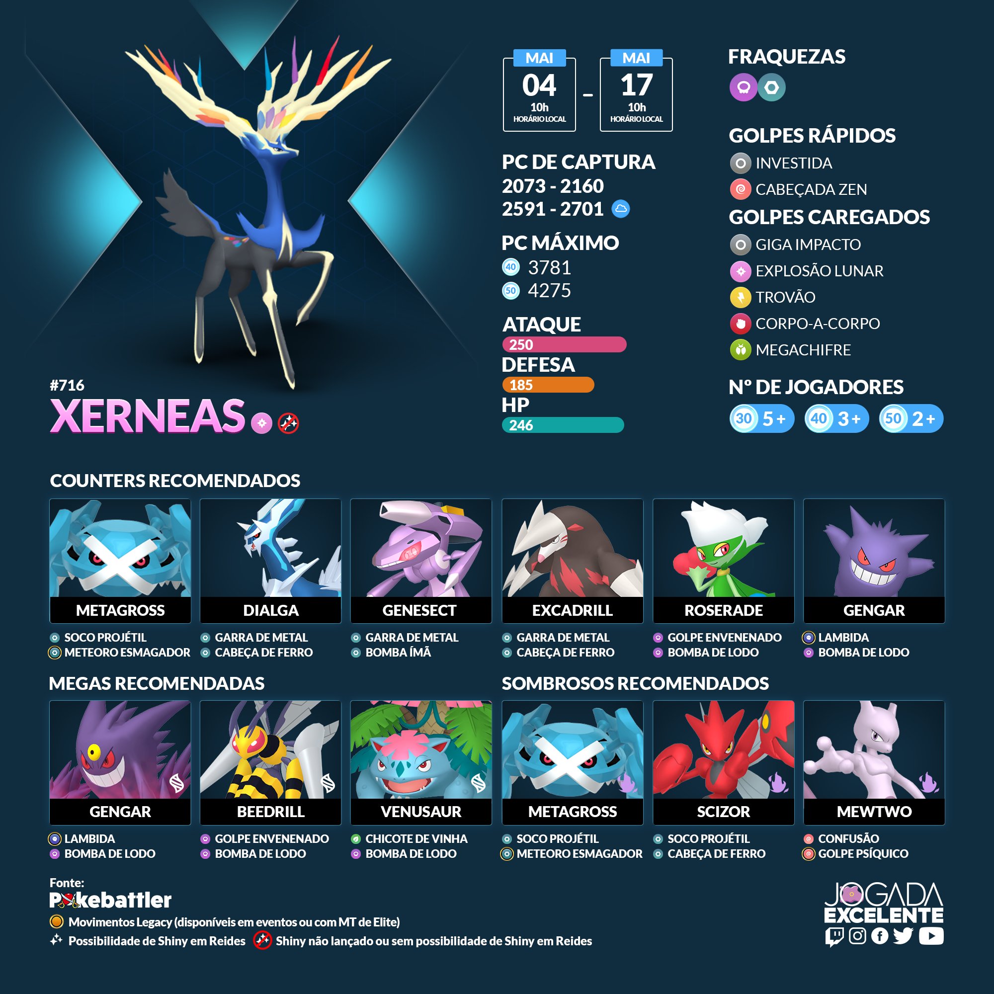 Pokémon Go - Raid de Xerneas - counters, fraquezas e ataques