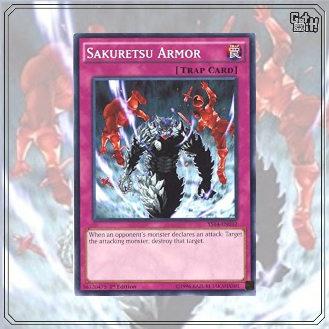 GotItCards's tweet photo. The first trap card we want to publish is Sakuretsu Armor! This is a super powerful trap card, but unexpectedbly in the anime it has been used only 5 times, and all with no results! 😱

#tradingcards #yugioh #yugiohtcg #sakuretsuarmor https://t.co/J0Yc7iiG3S