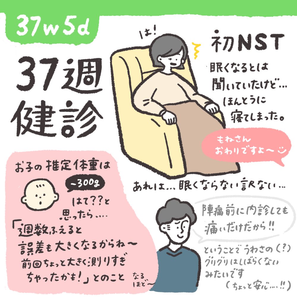 眠くなると噂のNST、15分くらいなら起きていられるでしょ〜と思っていたけれど
さくっと気を失っておりました😪

#37w5d 