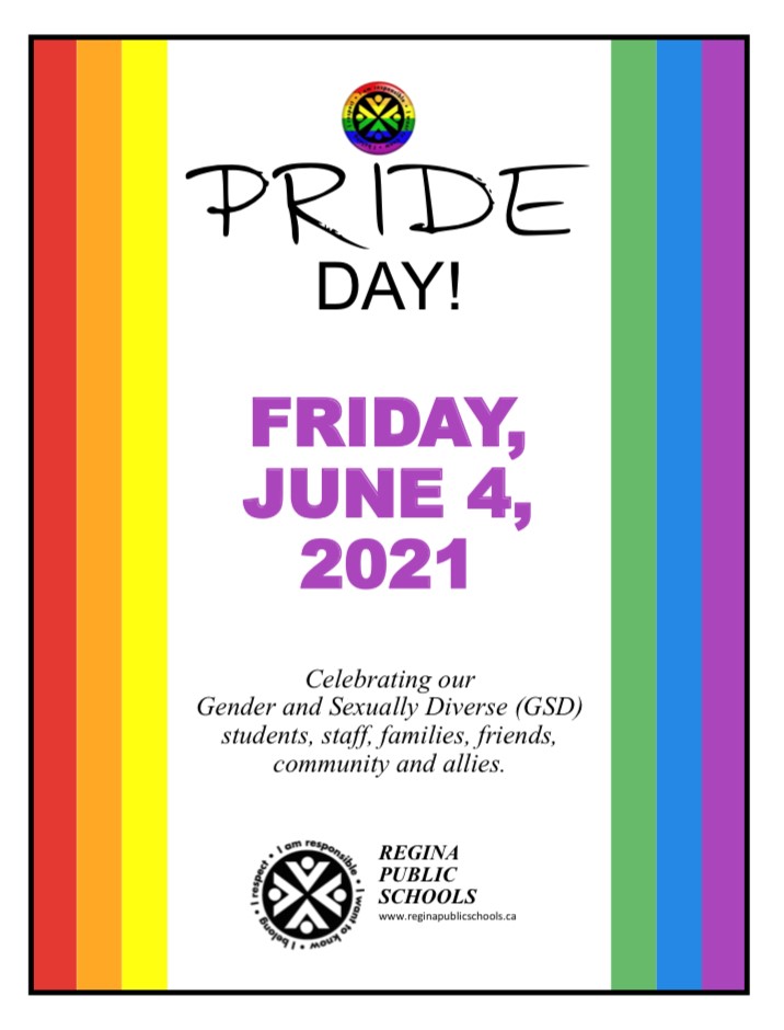 🏳️‍🌈❤️🧡💛💚💙💜🏳️‍⚧️
Friday, June 4, 2021 is Pride Day <a href="/RegPublicSchool/">Regina Public Schools</a>

Join us in celebrating our LGBTQ2S+ community; providing inclusive schools where Gender and Sexually Diverse (GSD) staff, students, families, &amp; allies feel included, SAFE protected &amp; respected.
#Pride2021 #GSA