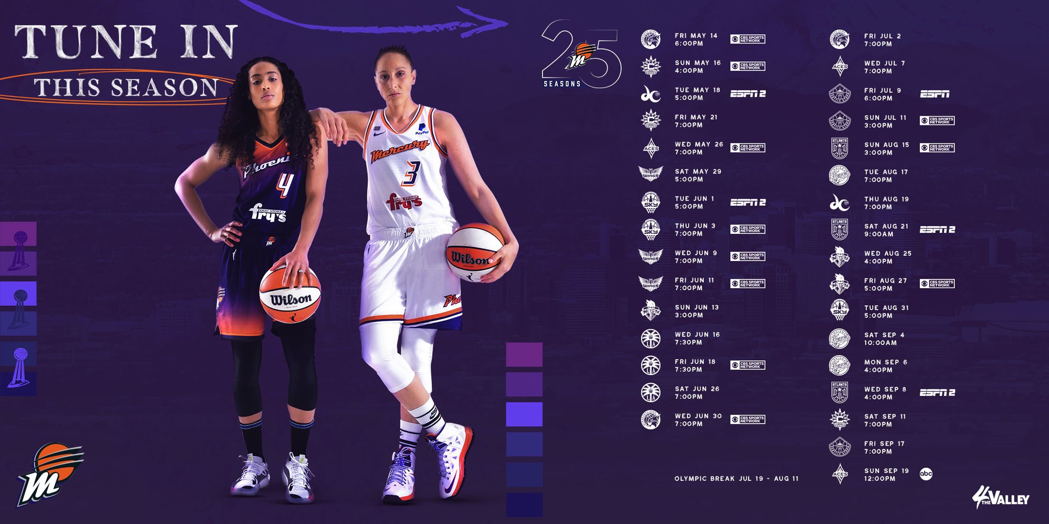 Phoenix Mercury on X: Our national broadcast schedule is HERE! 🚨 Catch us  17 times this season on the national stage 📺 #4TheValley (local broadcast  schedule coming soon)  / X