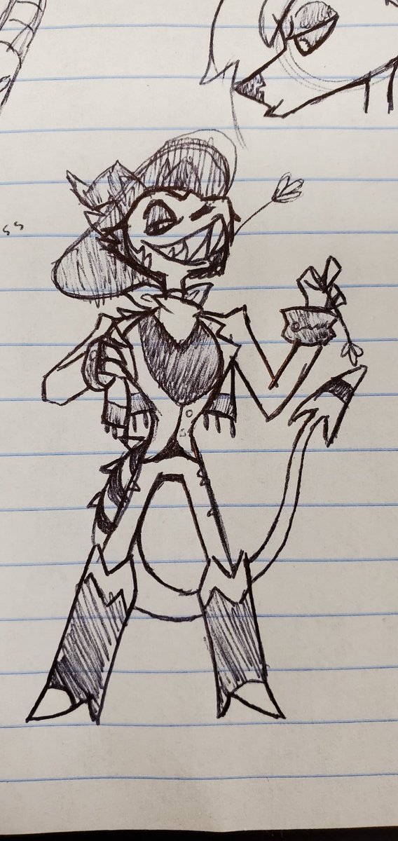 I stayed after work to finish these doodles of Striker from #HelluvaBoss What an imp. 
