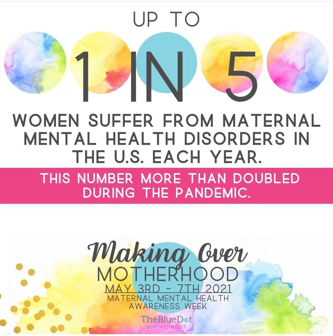 Did you know? The Blue Dot Project tells us the numbers of Perinatal Mood & Anxiety Disorders DOUBLED during the pandemic! #nomomisimmune 
#maternalmentalhealthmatters 
#mmhweek2021 #letstalkaboutit #postpartumdepression 
#postpartumanxiety 
#makingovermotherhood