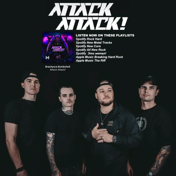 .<a href="/AttackAttackUS/">Attack Attack!</a> released a new track titled “Brachyura Bombshell” that is spreading like wildfire 🔥on music playlists, such as #Spotify's "Rock Hard" and "New Core", as well as #AppleMusic's "Breaking Hard Rock" and "The Riff"! 🎧

Listen on Spotify: ow.ly/ap8B50EDKWH