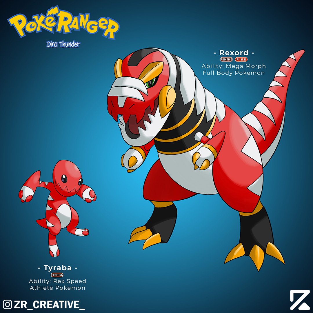 Sueño áspero Fantástico Rascacielos Zach Ruschill on Twitter: "I recently participated in @arvalis Pop culture  of pokemon challenge. For my entry I decided to do Power Rangers dino  thunder. Here is my Red Ranger design #PowerRangers #