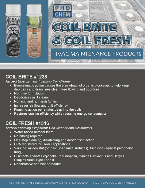 ProChemInc's tweet photo. Maintenance can go a long way to protect your HVAC unit. Clean your units with Coil Fresh and Coil Brite to prevent bad odors. To order, contact your local Pro Chem sales representative or call 1-800-241-8180. Check out our HVAC products here: https://t.co/Ob5IC9LG6y https://t.co/O8L7vQzR9n