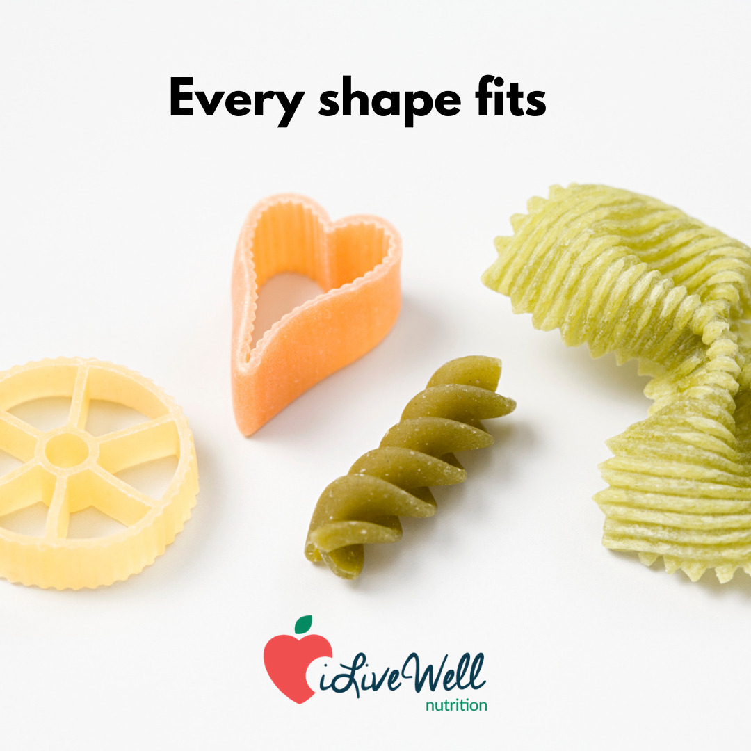Every shape fits!
.
.
From pasta, plants, to bodies there is not the perfect shape and we all have a place to fit. Allowing yourself permission to drop the judgment and allowing more freedom when it comes to how you view yourself can only bring about a better way of existing in t