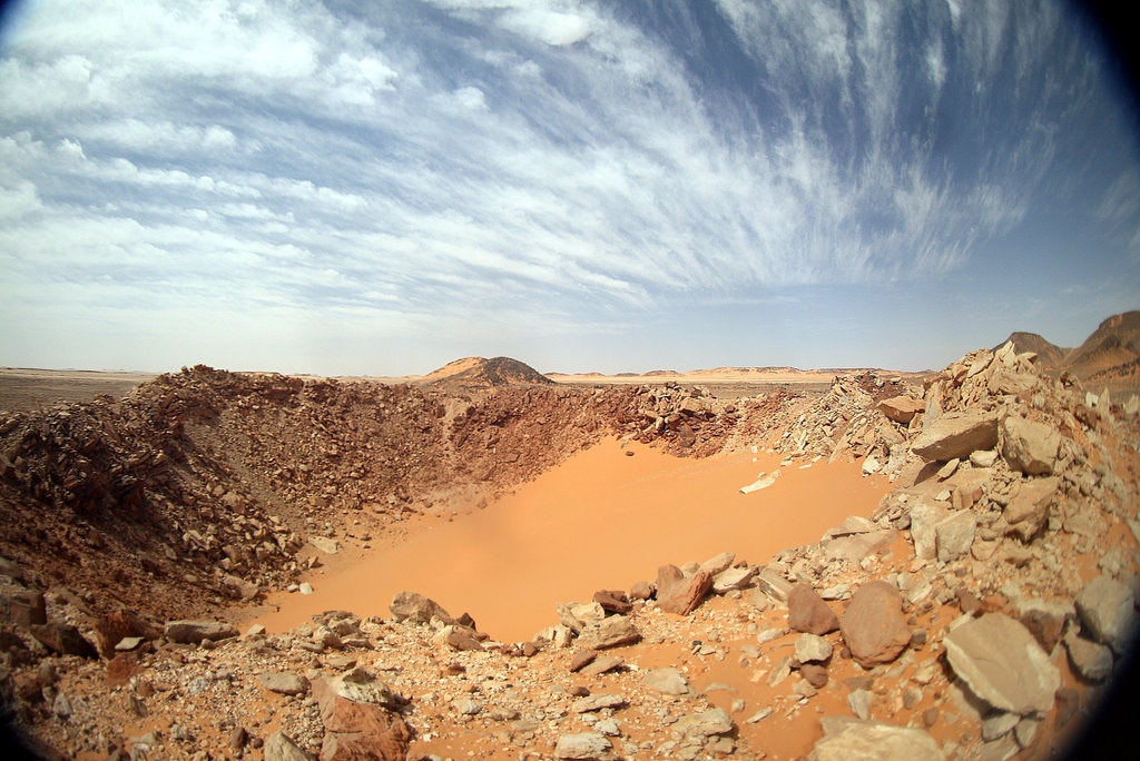 The story dates back to the Middle Kingdom and may have been inspired by a real extraterrestrial impact that took place less than 5.000 years ago; two possible events have been proposed to explain it, with one of them confirmed by a crater in SW Egypt, the Kamil Crater: