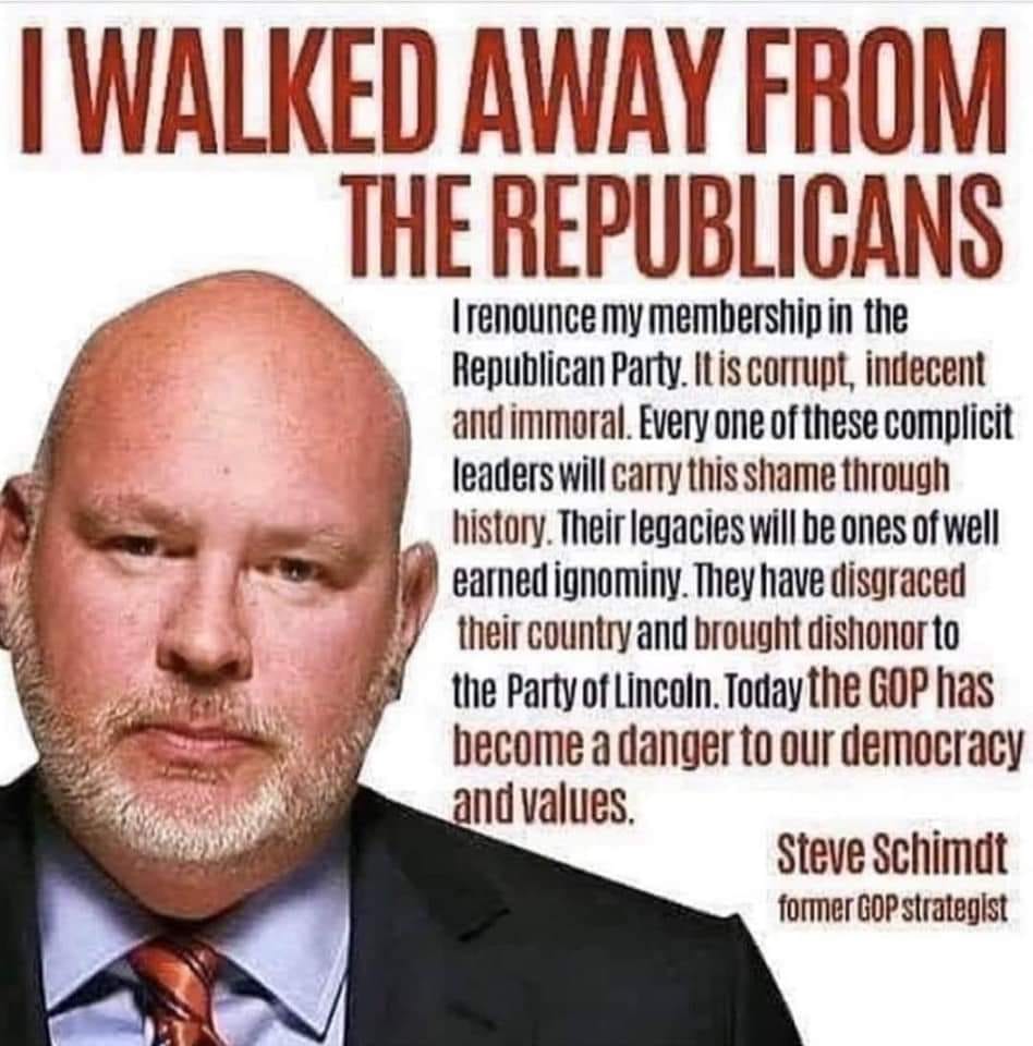 This former gop is one of the most intelligent, passionate, defender of American values, and articulate speaker I have come across. Wow. When Steve Schimdt had a go at trump, it was off the top of his head, no prepared remarks and always bang on.

#ONEV1 
#DemVoice1