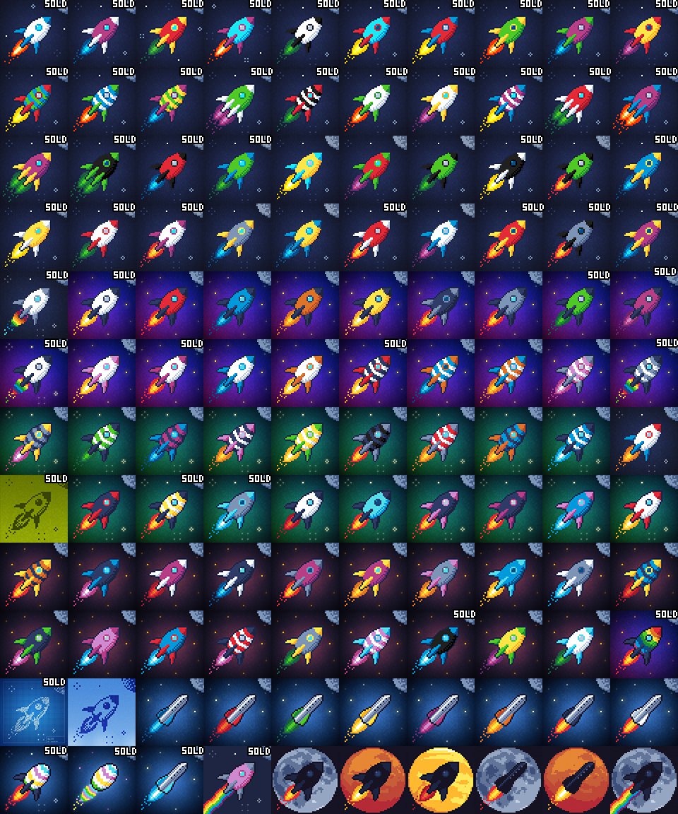 NiftyRockets's tweet image. Not done one of these for a while, so here's a the entire set of #NiftyRockets (so far...)

Have a browse at opensea.io/collection/nif… to see them all in their animated glory!

#NFT #NFTs #NFTcommunity #NFTcollectibles #NFTcollectors #NFTpixelart #pixelart