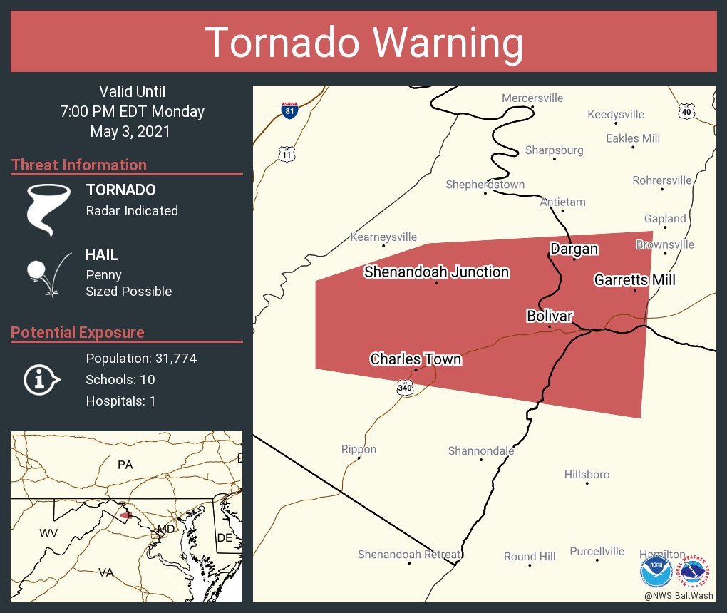 NWS Tornado on Twitter "Tornado Warning including Charles Town WV
