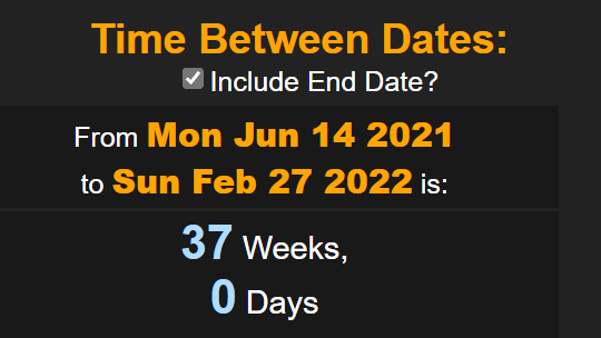 Going back 37 weeks from 2/27/2022 you do get close to Trump's birthday in the Gregorian. It comes to 6/13 or 6/14 right during the time Garo (YT: JewrassicLiars26) has given for 1 of his connected dates.I think this 365.25 timing is off, I don't think they have atomic day right