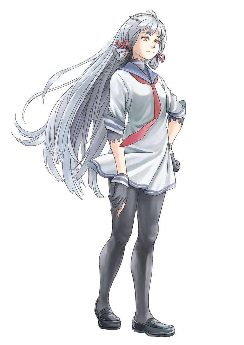 murakumo (kancolle) 1girl solo long hair pantyhose gloves grey hair sailor dress  illustration images