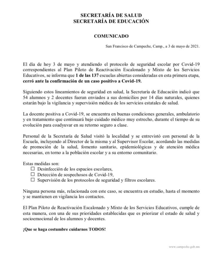 Profelandia's tweet photo. Cierran escuela en Campeche por caso de COVID-19 https://t.co/BLXMGWe5dH