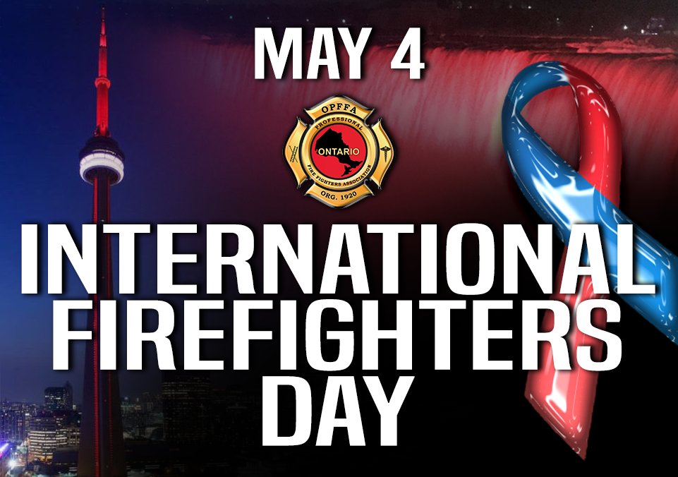 Today, May 4th, is International Fire Fighters Day

We remember the fallen who paid the ultimate sacrifice while protecting their local communities &amp; the fire fighters who dedicate their lives everyday to #publicsafety in their local communities. 

<a href="/IAFFCanada/">IAFF Canada Fire Fighters - Pompiers AIP Canada</a> 
<a href="/iaff13th/">IAFF13thDistrict</a> 
<a href="/ONgov/">Ontario Government</a>
