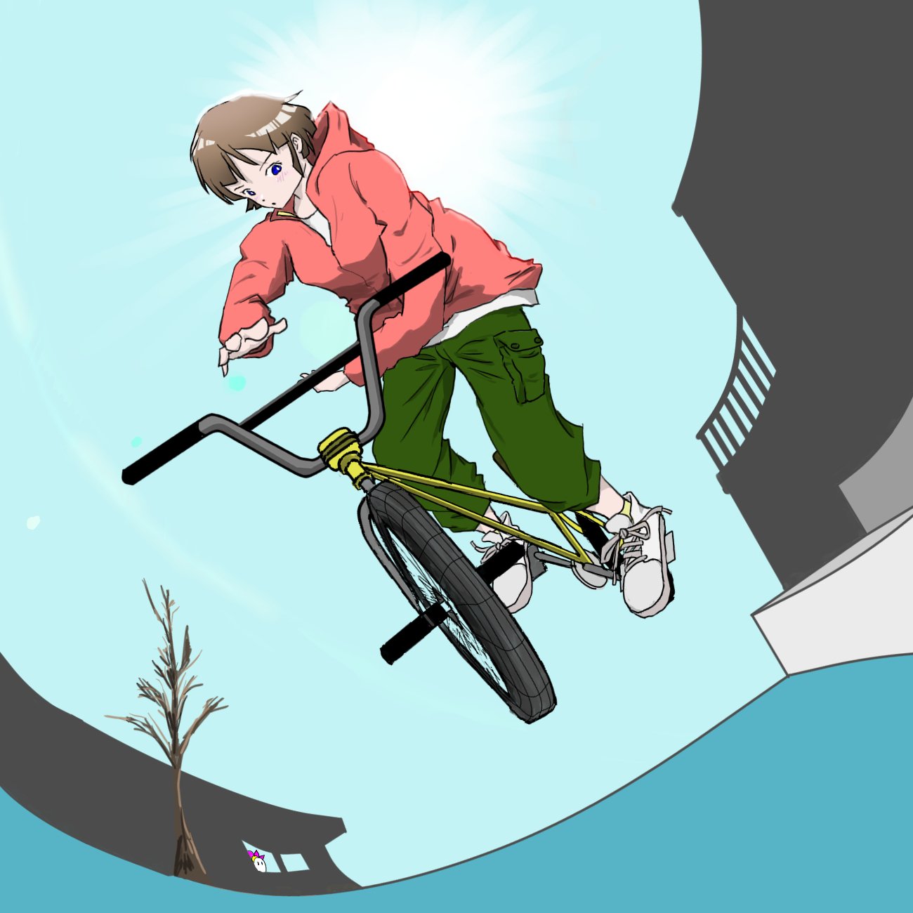 Uny うにー 春ノ助くんと女の子 バースピンです ハンドルを1回転させるトリック イラスト好きな人と繋がりたい 絵柄が好みって人にフォローされたい Bmx 春ノ助くん 女の子イラスト T Co Ui1nsbqabw Twitter