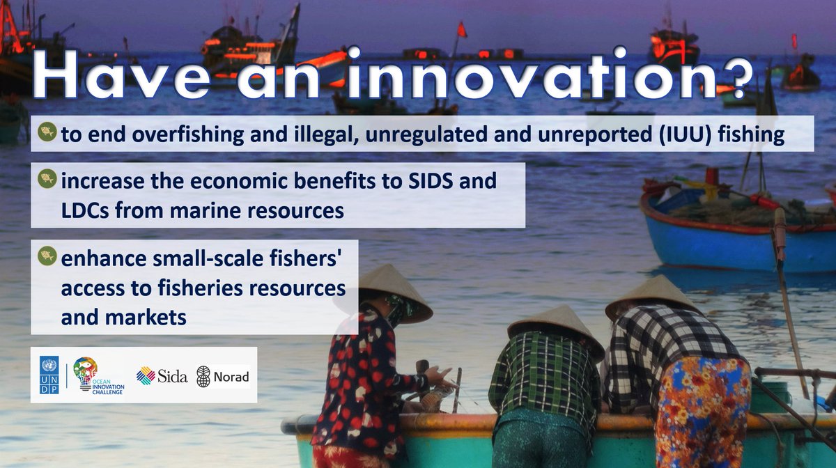Many coastal communities rely on local #fisheries for sustenance & livelihood. How do we make fisheries more #sustainable & adapt to #climatechange? Share your innovative ideas💡 at bit.ly/3ceiAiZ. 
Follow @UNDPOceanInnov for more info. 
Don't miss the⏱️9 May deadline!