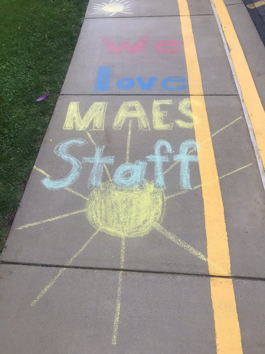 What a great way to start Teacher Appreciation Week! Our students and their families decorated our sidewalks to greet our staff as they walked in to the building today! #WeLoveMAES #TeamCardinal
