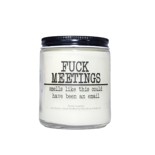 etsy.me/3tivx1P: Fuck meetings | Smells like this could have been an email | 9oz Soy Candle | Work gift | Gift Exchange | Coworker gift | FREE SHIPPING  #fuckmeetings #fuckcandle #coworkergift #work #fuckwork #mondays #ilovemeetings #boss #bossgift