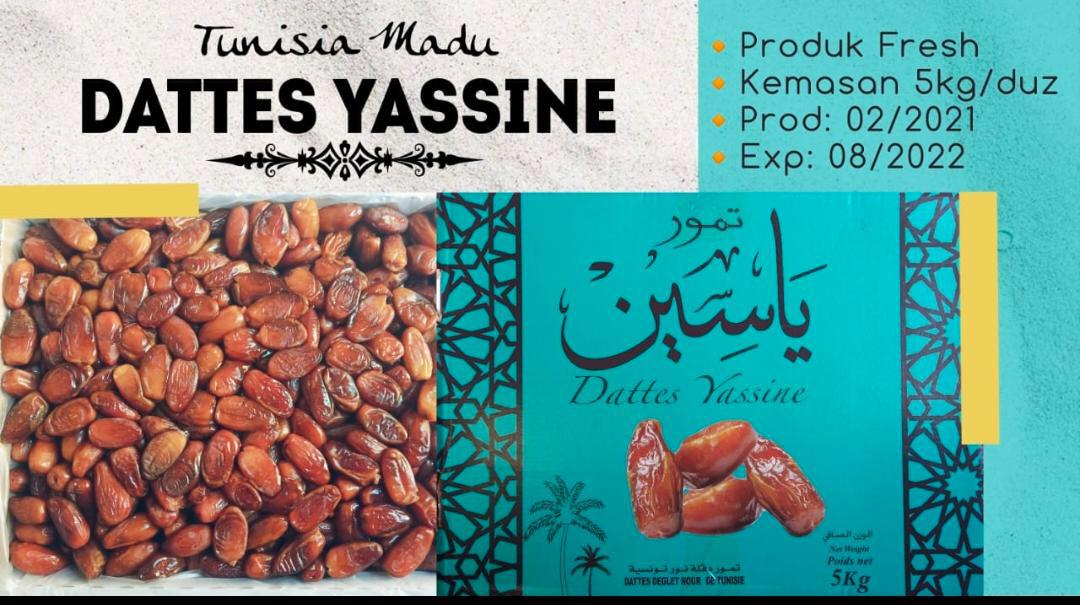 Silahkan yg membutuhkan Tunis Madu Yassine by PT. Nour Yulla Berkah, readystock Banyak ±3500 karton. Harga terbaik. Silahkan nego
Bantu yaa Uni @zarazettirazr &amp; Mbak @Nyai_Krokot_ 
 Jazakumullah Khoir