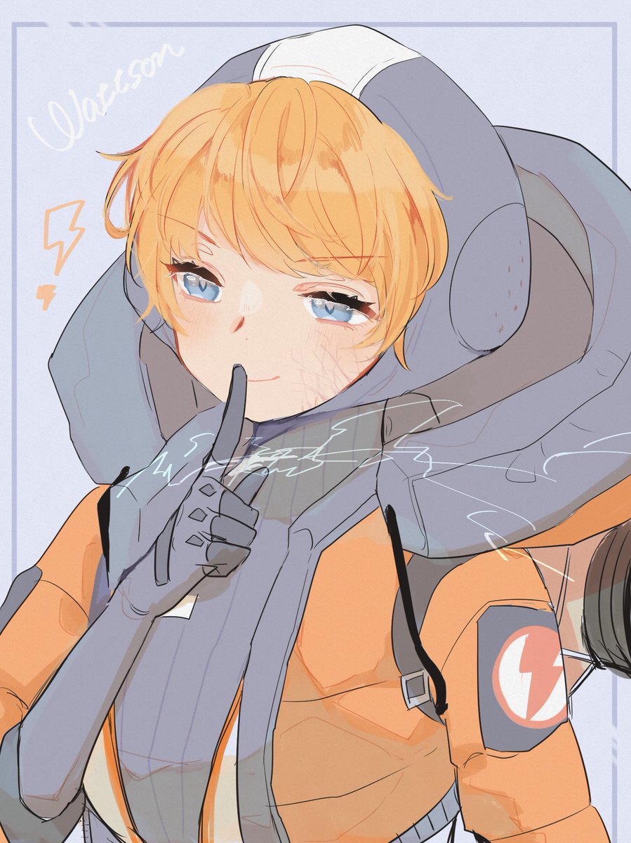 wattson (apex legends) 1girl solo lightning bolt symbol animification orange jacket jacket hood  illustration images