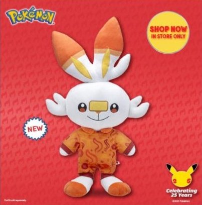 Scorbunny se unir a la gama de peluches Pok mon oficiales de