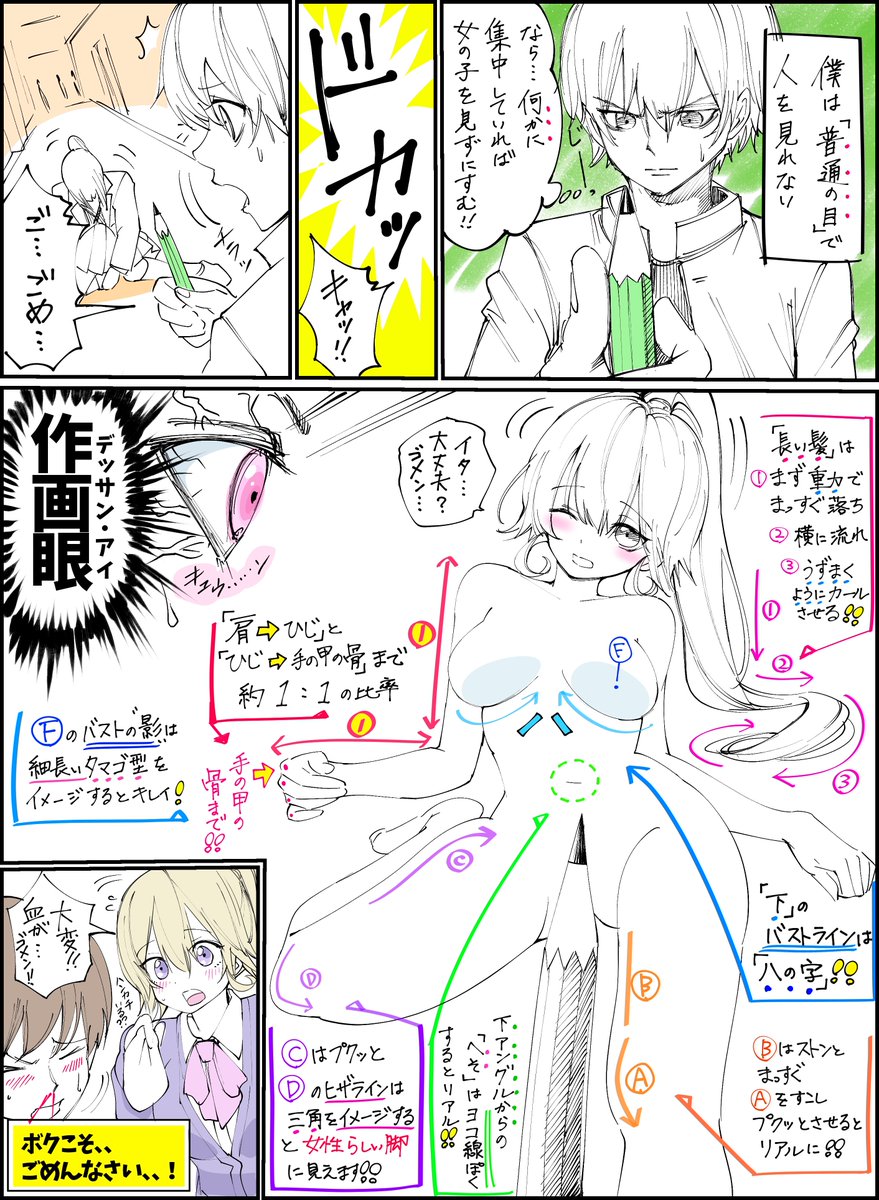 女の子イラストを上達させたいときの

「下手に見えやすい例❌」

「上手に見えやすい例⭕️」 