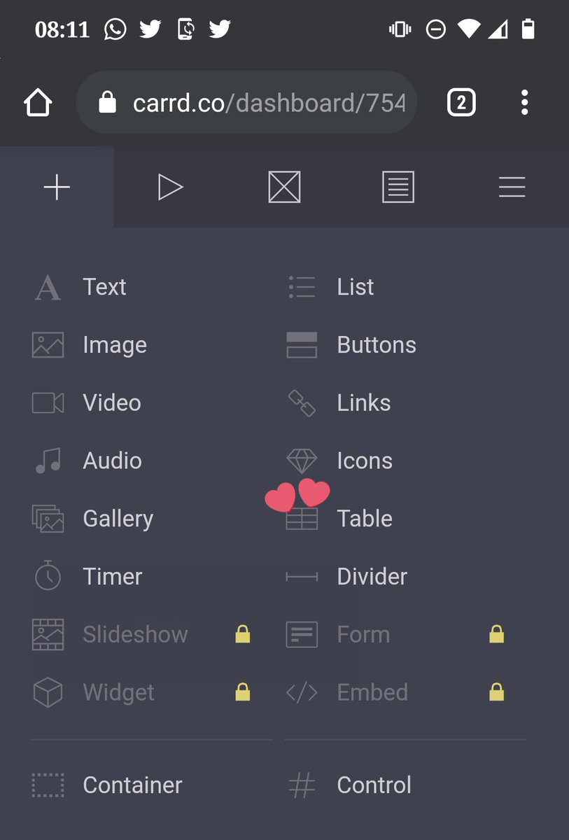 carrdday's tweet photo. • add uma tabela
apague os headings
e escreva em rows: "==(↑ω↑)== seus likes
==(ᗒᗩᗕ)== seus dislikes"
table =
style: grid
width: 15
border color: #A8A8A8
padding: 0.125
text =
color: #A8A8A8
highlight (direita): #E5BFBC70
size: 0.625
weight: medium https://t.co/apg29I3ZPJ